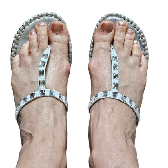 Cole Haan Women's leather silver Embellished Sandals size 9 - Picture 2 of 14